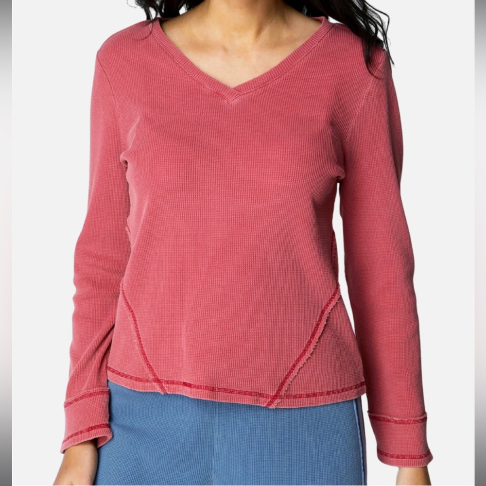 Escape by Habitat Waffleknit Top in Garnet